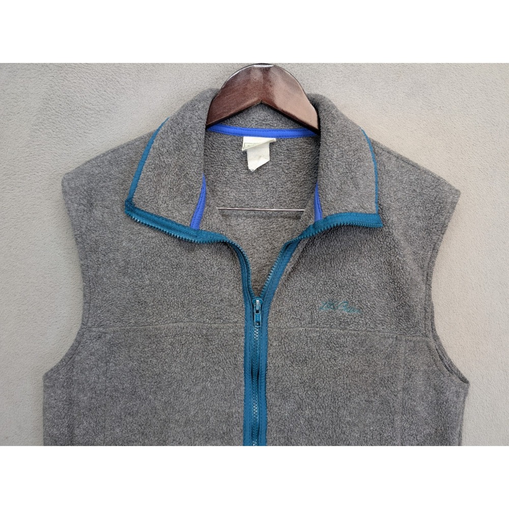VTG LL Bean Fleece Hi-Pile Deep Zip Pocket Vest Mens Size Medium Full Zip Gray - Picture 4 of 6